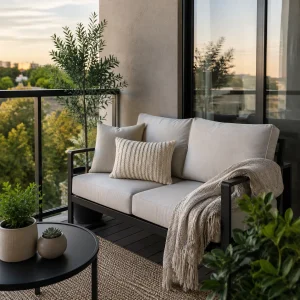 Compact outdoor balcony sofa