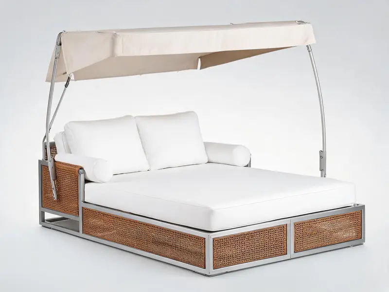 Luxury patio daybed with canopy and all-weather cushions
