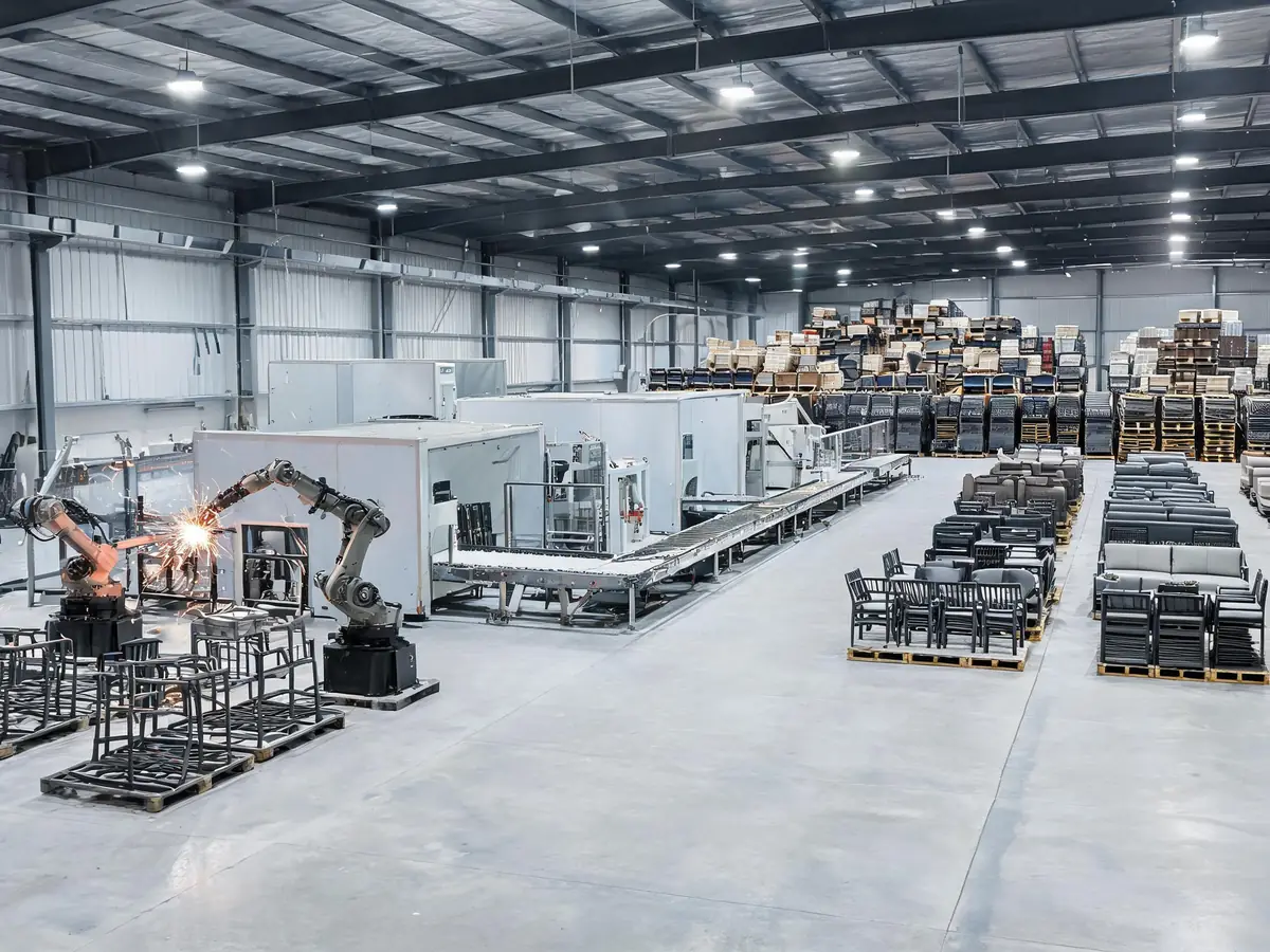 Hiway Trade outdoor furniture factory with CNC welding, powder coating line and warehouse