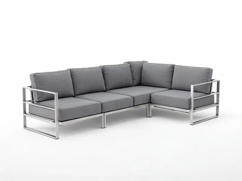 Aluminum sectional patio sofa with all-weather cushions