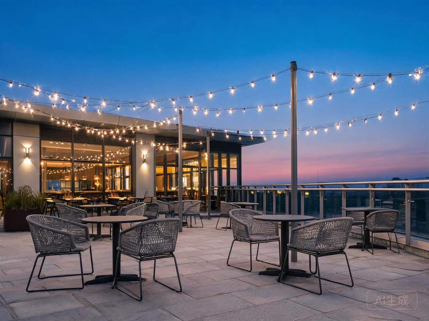 Restaurant terrace with commercial outdoor furniture