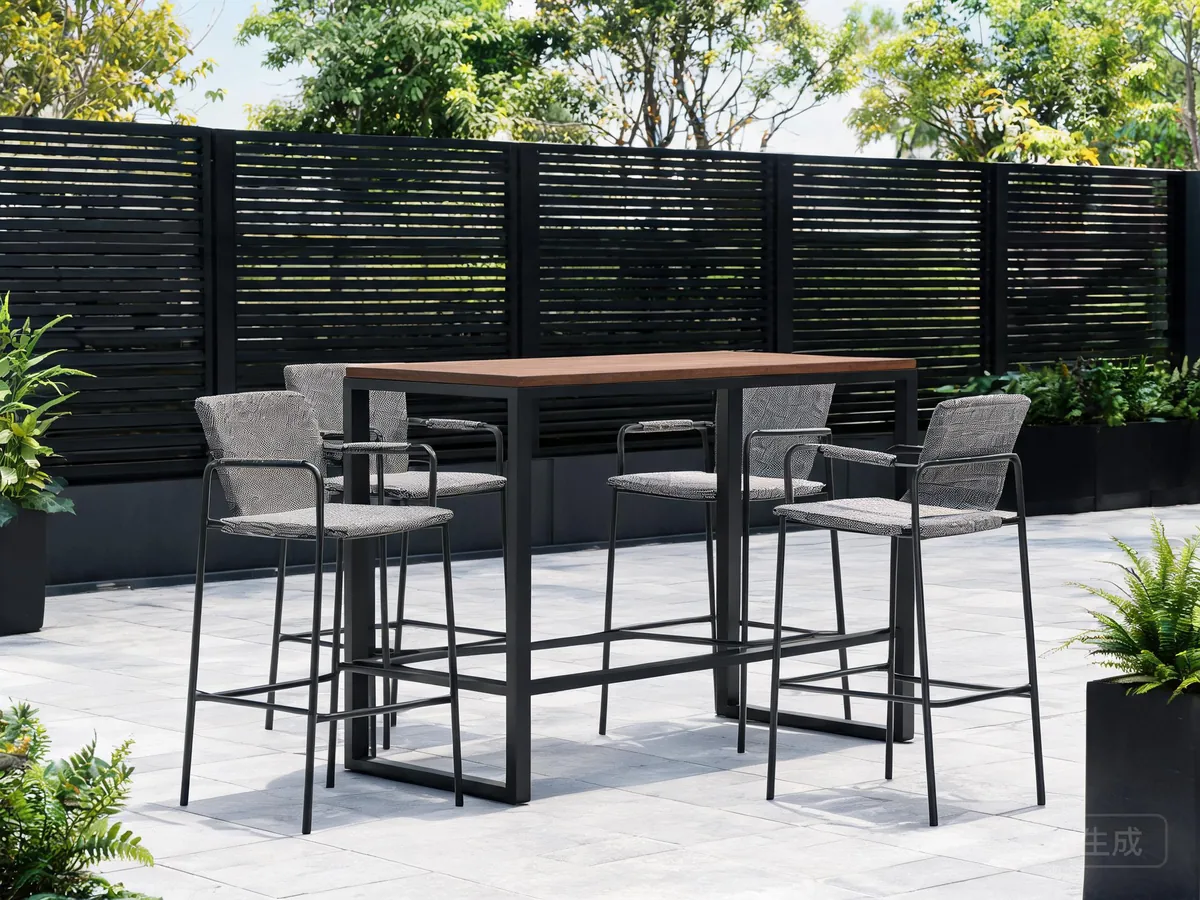 Bar-height patio table and stools