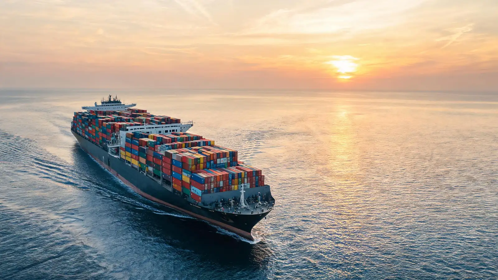 Ocean freight cargo ship transporting outdoor furniture containers